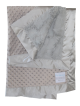 Minky Dot Silver With Silver Luxe Bella Back With Silver Flat Satin Border Baby Blanket.
