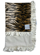 Tiger Minky With Cream Luxe Back Ruffle Border Baby Blankets