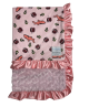 Shark Pink Minky With Pink Luxe Rose Ruffle Baby Blanket