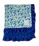 Organic Cotton Pick A Bunch White With Electric Blue Luxe Rose Ruffle Baby Blanket
