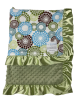 Organic Cotton Circle Wind With Sage Green Minky Dot Ruffle Baby Blanket