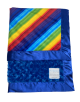 Rainbow Bright Minky Electric Blue Luxe Rose Baby Blanket 