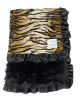 Tiger Brown With Black Luxe back Ruffle Baby Blanket
