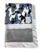 Camouflage Navy Luxe With Silver Minky Dot Blankets 