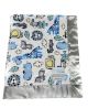 Safari Dreams Blue Silver On both Sides Baby Blanket With SIlver Satin Border 