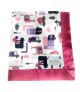 Hit The Road Pink Raspberry On both side with raspberry flat satin border Baby Blanket 