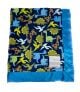 Dino Zoo Navy On both sides With Flat Satin Turquoise Baby Blanket 