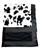 Cow With Minky Dot Black With Black Satin Border Baby Blanket 