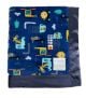 Hit The Road Navy Blue On both Sides WIth Navy Flat Satin Border Baby Blanket 