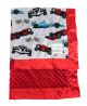Race Car Vapor With Minky Dot Red Baby Blanket 