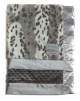 Luxe Siberian Leopard Silver Minky Dot Silver Satin Silver Border Blanket