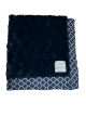 Luxe Bella With Navy Moroccon Mini Tile Flat Satin Border Blanket