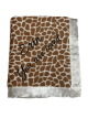 Giraffe Tan Luxe On Both Sides with Espresso Satin Border Blanket (as picture) 