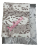 Siberian Leopard Luxe Silver On Both Sides With White Satin Border Blanket