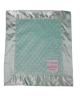 Mint green minky dot baby blanket with silky satin trim, ultra-soft and soothing, perfect for infants, toddlers, and thoughtful baby gifts.