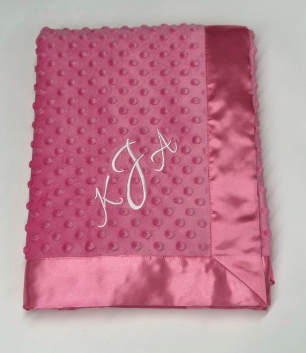 Luxury pink baby blanket with satin border by My Blankee