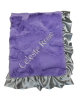 Personalized Luxe Bella Lavender Ruffle Satin Baby Swaddling Blanket with ultra-soft plush fabric, satin ruffle trim, and custom embroidery.