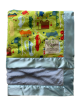 Beep Beep Green Pima Cotton Baby Stroller Blanket with Blue Luxe Bella and Flat Satin Border – Soft and Cozy Baby Blanket"

