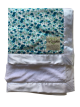 Blue floral Pima cotton baby blanket with soft white luxe backing and white satin border. Cozy, stylish, and perfect for personalizatio