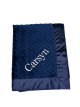 Navy minky dot blanket with Century Expanded white embroidery – My Blankee
