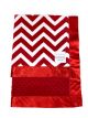 Big Chevron Red baby blanket with plush Red Minky Dot fabric and silky satin trim – ultra-soft, cozy, and perfect for snuggles and strollers.