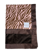 Zebra brown and pink Minky blanket with plush Minky brown back and silky satin trim, ultra-soft, stylish, and perfect for snuggling and gifting.