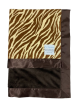 Zebra Minky butter brown blanket with plush Minky brown back and silky satin trim, ultra-soft, stylish, and perfect for snuggling and gifting.