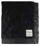 Luxe Bella black security baby blanket with ultra-soft plush minky fabric and smooth satin border for newborn comfort and cozy snuggles.