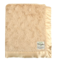 Luxe Bella latte security baby blanket with ultra-soft plush fabric and smooth satin border, perfect for infant comfort and soothing.