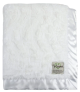 Luxe Bella white security baby blanket with ultra-soft plush minky fabric and smooth satin border for newborn comfort and soothing cuddles.