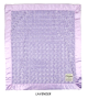 Luxe Rose Lavender baby blanket with ultra-soft plush minky fabric and smooth satin border, perfect for cuddling babies and toddlers.