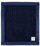 Luxe Rose navy blue baby blanket with satin trim, elegant rose swirl texture, ultra-soft and cozy for newborns, infants, and toddler comfort.