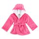 Raspberry Soft & cozy baby and toddler hooded bath robe with Minky Dot exterior and 100% cotton terry lining. Available in 28 colors with personalization.