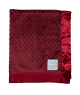 Minky Dot Burgundy baby blanket with ultra-soft textured plush fabric and smooth satin border, perfect for newborn and toddler comfort.