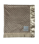 Minky Dot Tan baby blanket with ultra-soft textured plush fabric and smooth satin border, perfect for soothing and cuddling newborns and toddlers.

