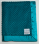 Minky Dot Teal baby blanket with ultra-soft textured plush fabric and silky satin border, perfect for newborn comfort and toddler snuggles.