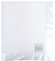 Minky Dot White baby blanket with ultra-soft textured plush fabric and smooth satin border, perfect for newborn and toddler comfort.
