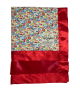 Mini Cars Pima Cotton baby blanket with plush red luxe back and silky red satin border, perfect personalized baby gift or keepsake.