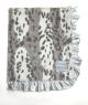 Luxe Silver Siberian Leopard Minky Baby Blanket – Ultra Soft Plush with Silver Satin Ruffle

