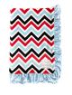 Image Detail Alt Text (125 characters):
Chevron multi-color Minky baby blanket with plush fabric & silky blue satin ruffle trim – ultra-soft, cozy, and perfect for snuggles.