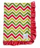 Chevron Multi Color Coral Minky Receiving Satin Ruffle Baby Blanket – ultra-soft plush fabric with silky satin ruffle trim for extra comfort.