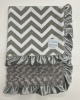 Chevron Silver Minky With Luxe Rose Silver Back Ruffle Baby Receiving Blanket – Soft, Stylish, and Perfect for Babies