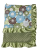Circle Wind Pima Cotton Baby Blanket with Sage Green Minky Dot Backing and Ruffle Satin Trim, for Babies and Toddlers

