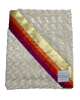 Cream Luxe Rose baby blanket with rainbow SunRays satin trim, plush rose-textured fabric, stroller size for stylish baby comfort and warmth.