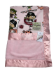 Pirate Pink Minky baby blanket with pink Luxe back pink flat satin border ultra soft, cozy and perfect for snuggles and comfort.