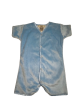 Blue Minky Baby Short Sleeve Romper
