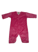 Raspberry minky Dot Long Sleeve Baby Romper 