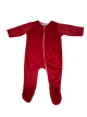 3–6 Months Footie Romper in Red Minky Fabric with Full Zipper and Pima Cotton Jersey Lining – Soft Baby Pajama