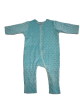 3–6 Month Baby Romper in Mint Minky Dot with Zipper and Pima Cotton Lining
