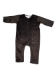 3–6 Month Brown Minky Baby Romper with Full Zipper and Pima Cotton Lining